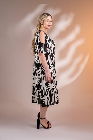 Büyük Beden 3330366 OmuZ-Kol Detaylı Elbise Kiremit